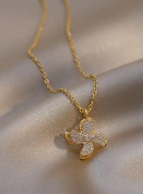 可旋转风车锆石项链女 轻奢小众设计感简约ins冷淡风高级感锁骨链