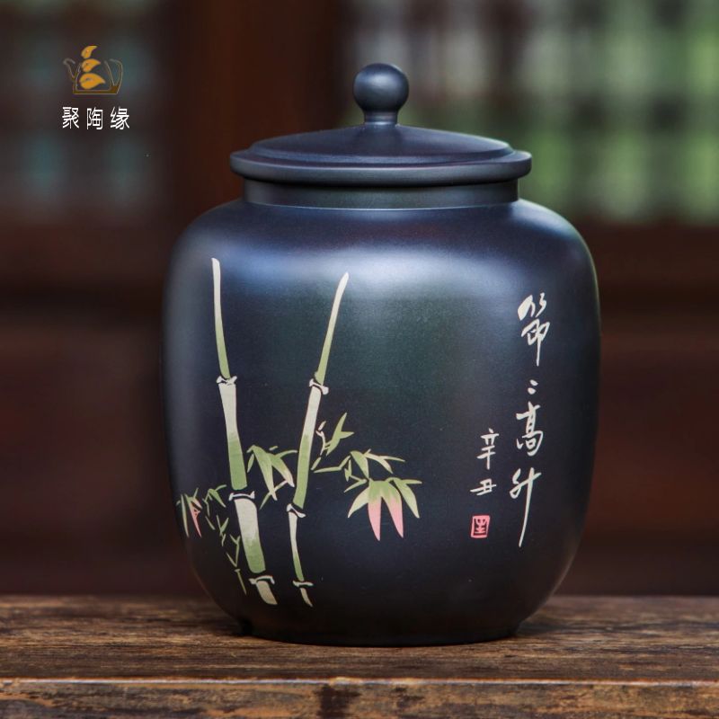 建水紫陶散茶罐防潮聚香正品无暇
