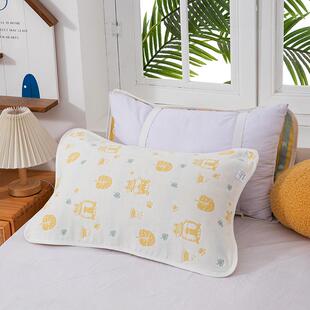 纯棉六层纱布枕巾中号40X60cm枕头巾松紧绳防滑不起球不脱落单人