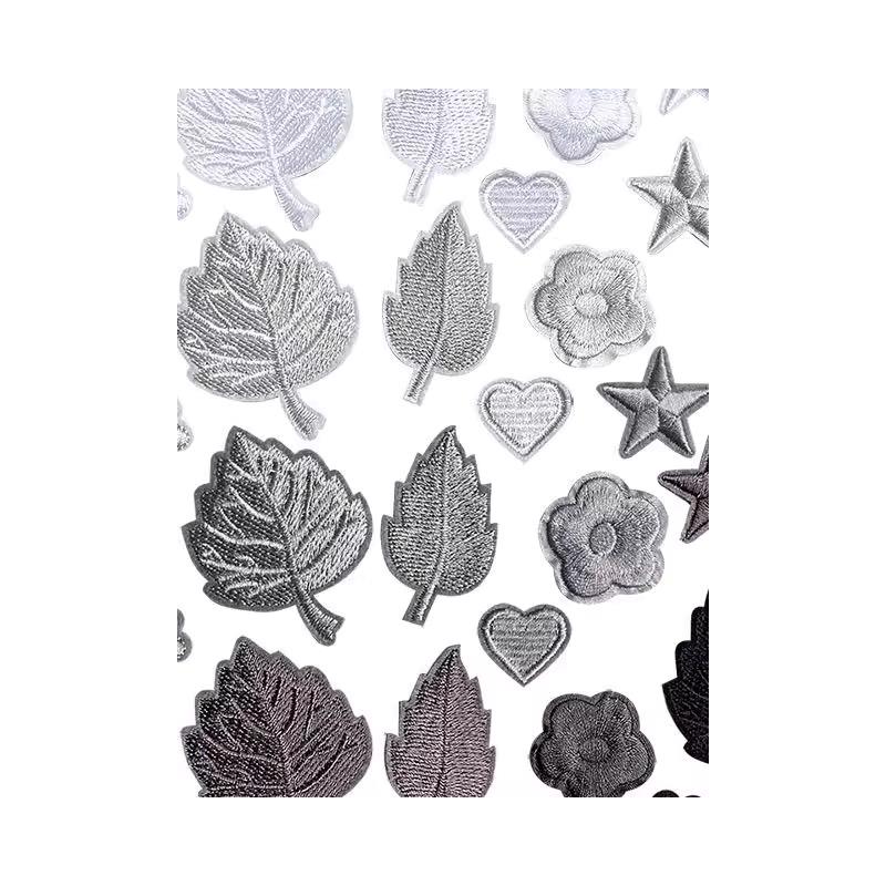 迷你补丁深浅灰色补丁贴自粘羽绒服贴免缝花朵小号刺绣衣服破洞装