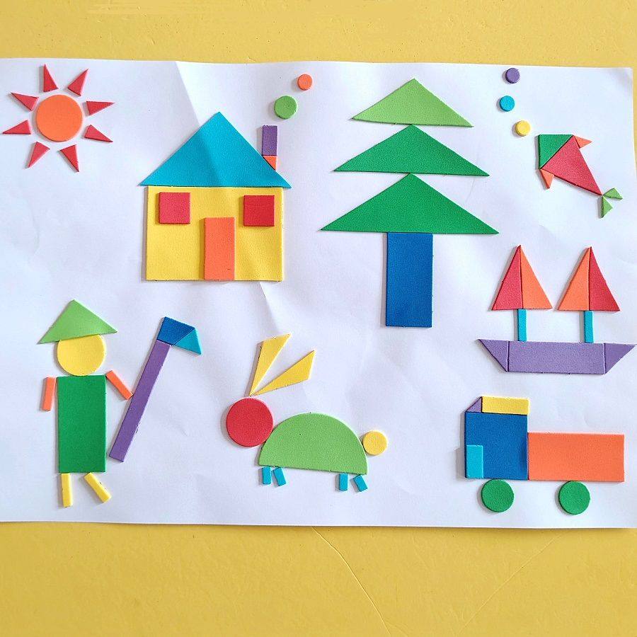 平面图形拼贴画新款520个