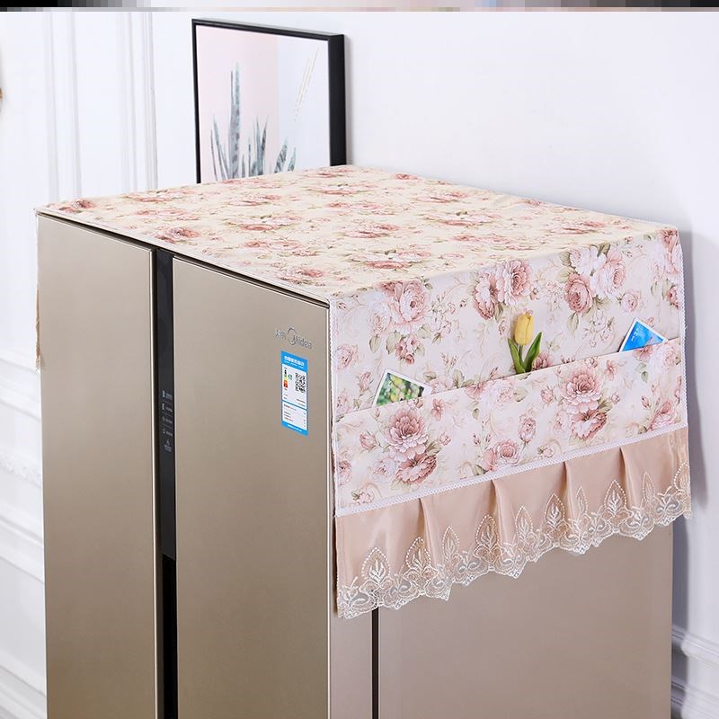 双开门冰箱顶防尘罩盖巾蕾丝防滑盖布轻奢高档2024新款家用遮尘布