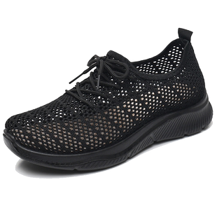 网鞋女款2026夏季新款轻便透气夏天镂空黑色鞋子工作鞋不累脚女夏