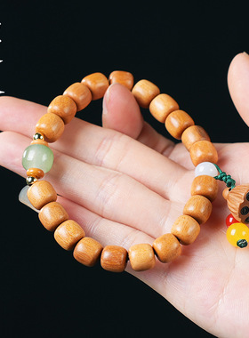 檀香木老型DIY莲蓬款佛珠手串 男女文玩手链念珠首饰装饰