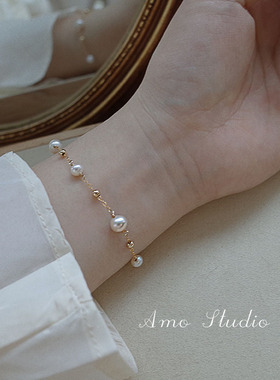 星云14K包金感天然珍珠手链ins小众设计轻奢闺蜜学生简约时尚