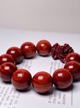 赞比亚小叶紫檀木雕刻貔貅血檀手串复古风男女简约文玩盘玩把玩佛