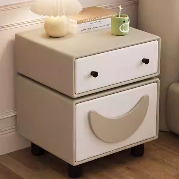 床头柜轻奢高档卧室实木现代简约皮质床边柜家具收纳储物柜家具