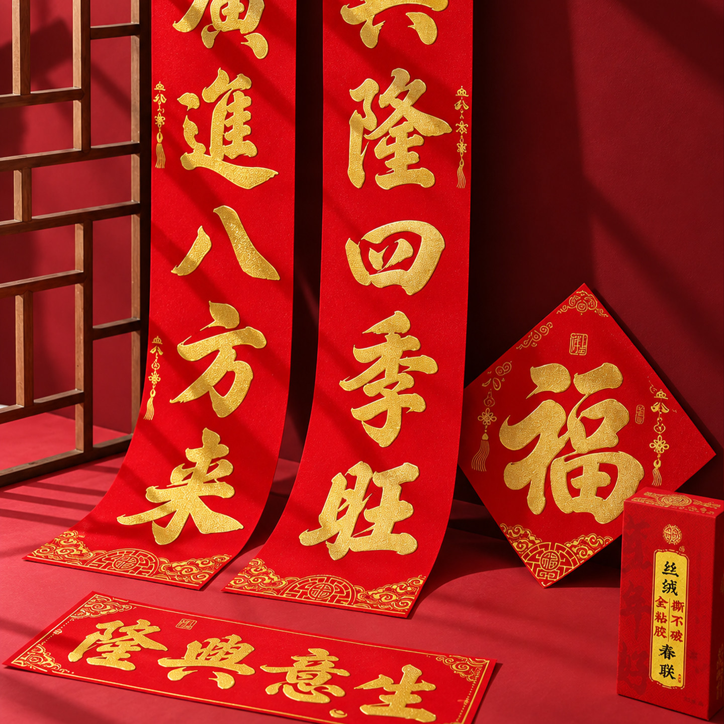 生意兴隆公司大门对联2027新款羊年饭店商铺开业高档春联自带背胶