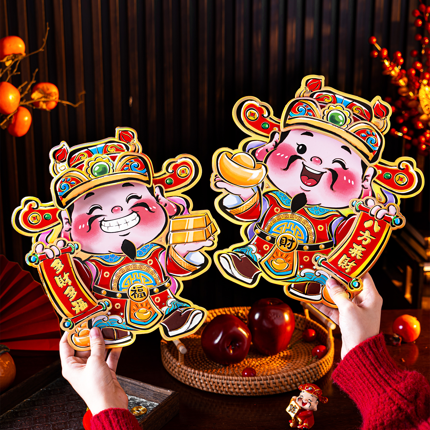 新年财神对贴2026马年福字门贴春节新款大门装饰过年立体贴画墙贴