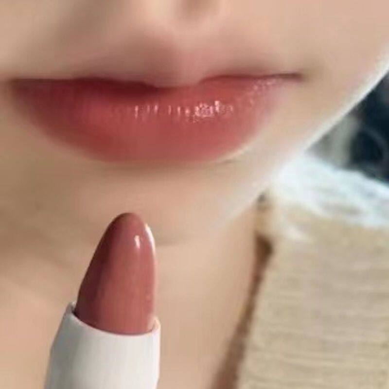 蜜桃奶茶色~珠圆唇膏笔保湿滋润防水不掉色镜光纯欲显白旋转口红