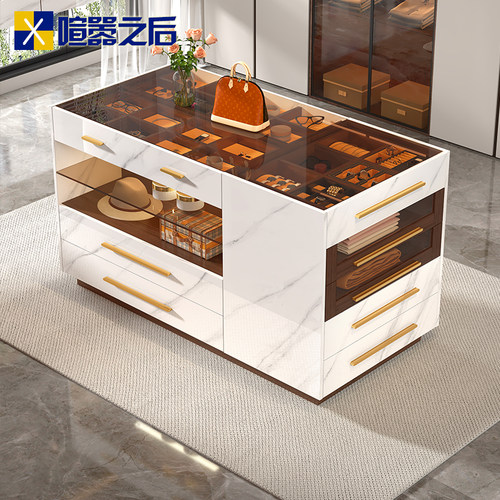衣帽间中岛台卧室落地收纳柜