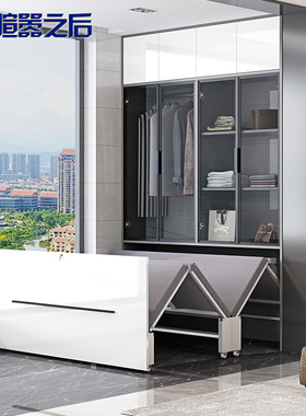 轻奢阳台多功能隐形床衣柜一体午休折叠床单人家用储物柜8CH20