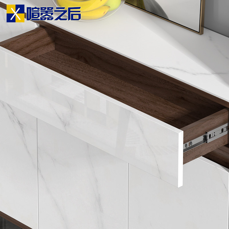 意式轻奢超薄岩板餐边柜一体靠墙酒柜窄型30cm储物柜餐厅茶水柜