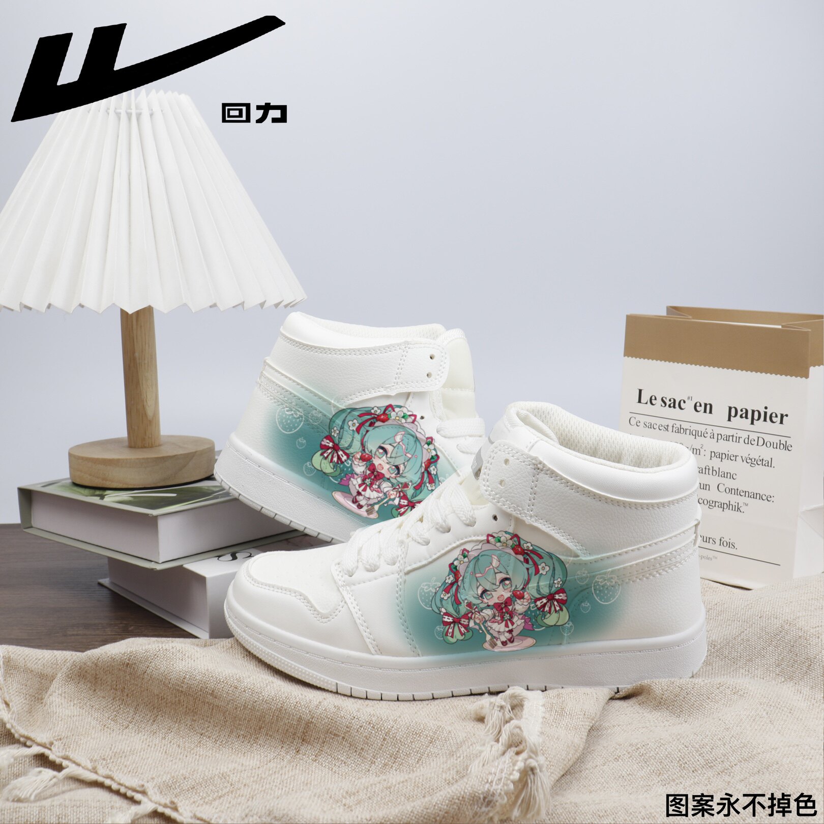 回力ow樱花联名初音未来草莓蛋糕未来游戏二次元爆改手绘春秋款
