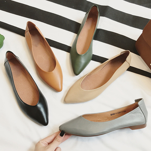 韩版大码浅口软真单鞋