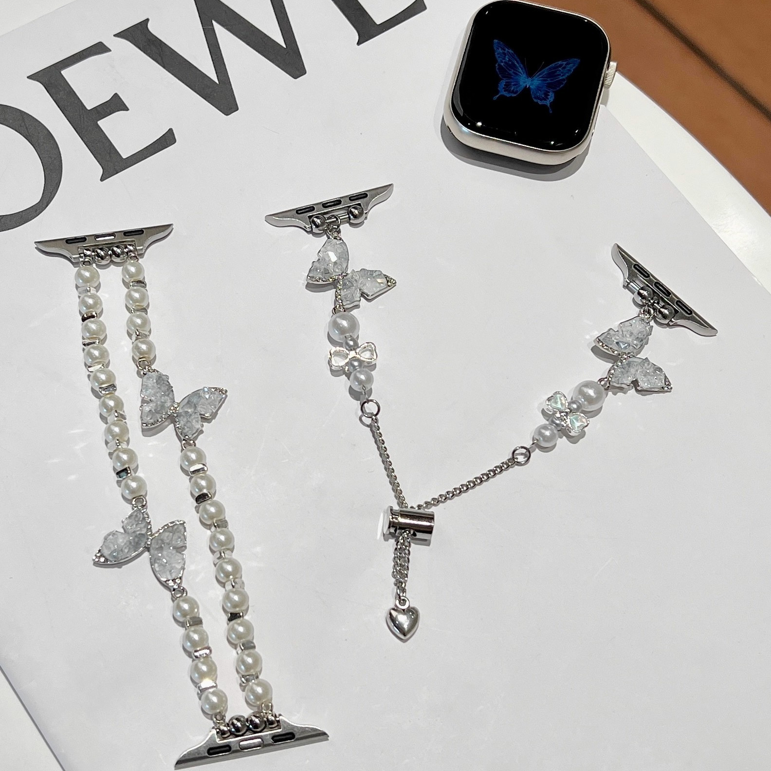 新款高级感琉璃蝴蝶珍珠
