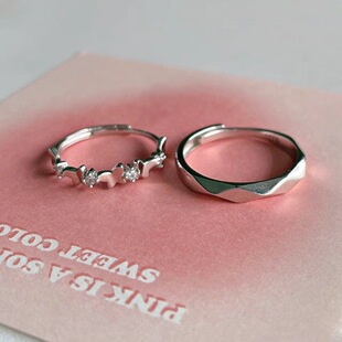 缱绻蝴蝶蝶恋对戒情侣简约小众设计ins百搭高级可调节戒指送女友