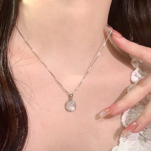 白玉髓吊坠锁骨链女简约轻奢百搭