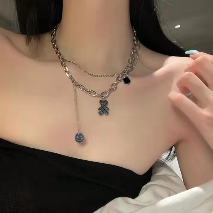 双层ins嘻哈风百搭毛衣链网红