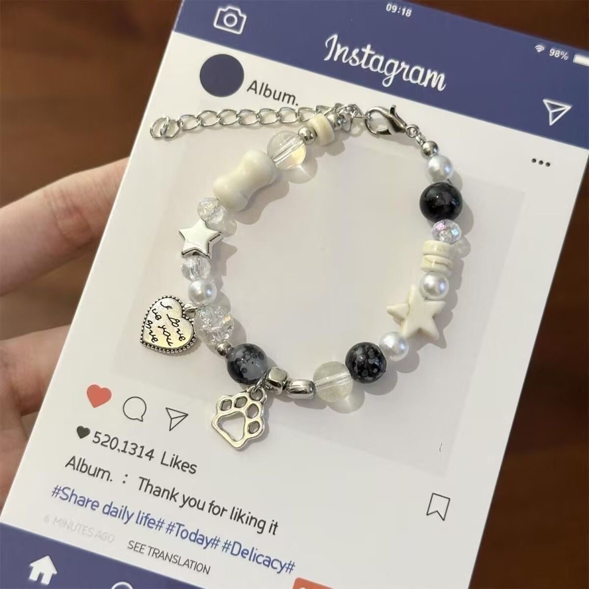 失氧星星小猫爪骨头手链女ins小众百搭高级感diy手工串珠2025新款,饰品/流行首饰/时尚饰品新,手链,淘宝优惠券,粉丝福利购,淘宝优惠卷