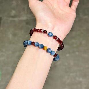 「远黛青山」油画感叠戴串珠手链轻奢新中式百搭气质红石榴手串女