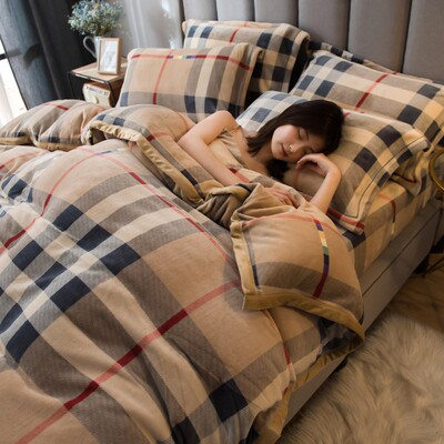 防滑抗静电牛奶绒被套四件套