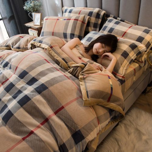 防滑抗静电牛奶绒四件套不掉毛