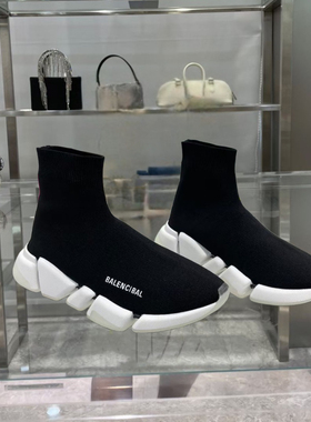 高帮巴黎弹力袜子鞋女2024春夏新款百搭显瘦透气增高情侣运动鞋男