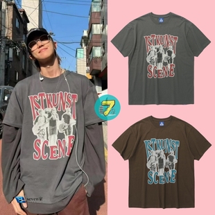 七家 韩国直邮 徐明浩、金珉奎同款 istkunst场景乐队超大版型T恤