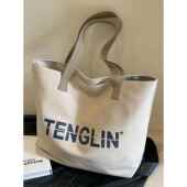 潮牌韩版 休闲简约大容量包包女新款 字母学生上课通勤托特包帆布包