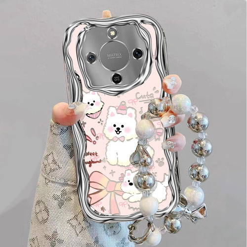 蝴蝶结白狗适用荣耀x70手