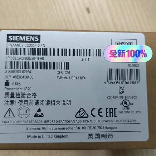 议价6SL3243-0BB30-1FA0 CU230P-2 PN 工控自动化控制模块维修