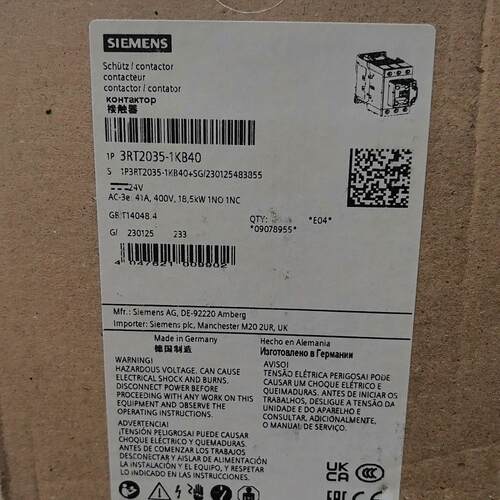 议价3RT2035-1KB40 接触器 24V 400V 工业低压电气控制配件维修