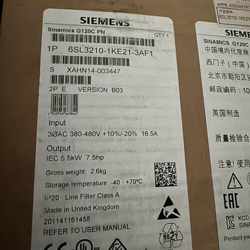 议价6SL3210-1KE21-3AF1 G120C PN功率模块 工控变频器维修