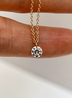 HETAO荷桃极简vs-vvs级40分培育钻圆钻珍珠吊坠激光打孔项链18k金