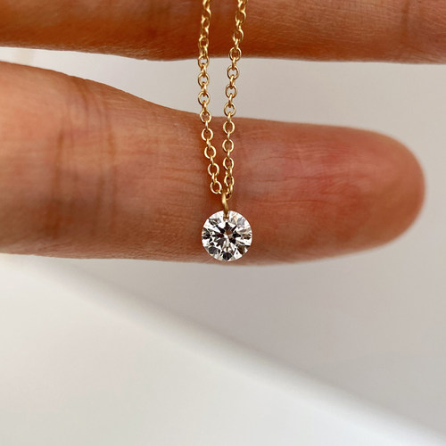 荷桃女培育钻激光打孔项链