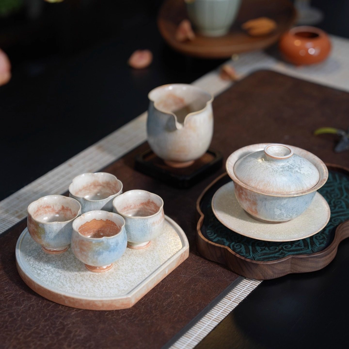 景德镇纯手工三才盖碗套组窑变结晶釉高颜值盖碗送人茶具礼物,餐饮具,盖碗,淘宝优惠券,粉丝福利购,淘宝优惠卷