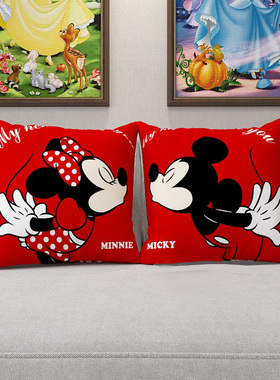 抱枕米奇红色一对结婚喜庆靠垫车载多两用二合一靠枕功能抱枕被子