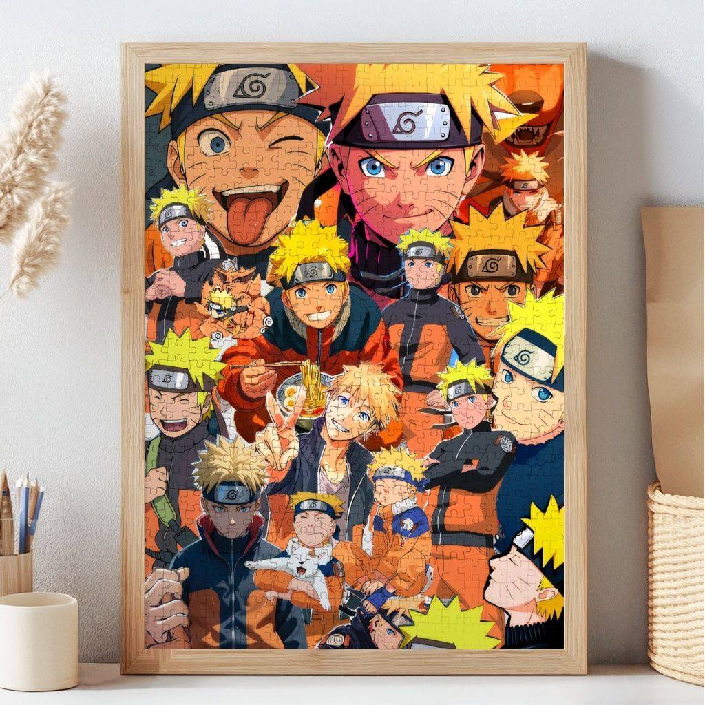 新款鸣人拼图木质火影忍者系列周边成人解压玩具创意装饰手工礼物