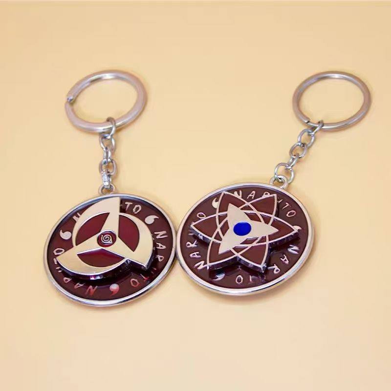 火影忍者可旋转钥匙扣周边新款书包金属挂件神威佐助鼬金属钥匙扣