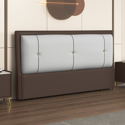 床头软包靠背一体落地单买现代简约2025新款真皮实木单独超薄背板