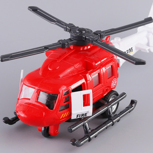 儿童惯性旋转螺旋桨救援飞机男孩声光多功能玩具双开门大号直升机