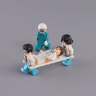 拼接人偶摆件担架玩具救护车礼物小颗粒人偶积木医生护士小人模型