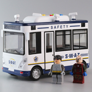 大号移动警务亭模型车儿童惯性音乐故事玩具车男孩宝宝开门警车