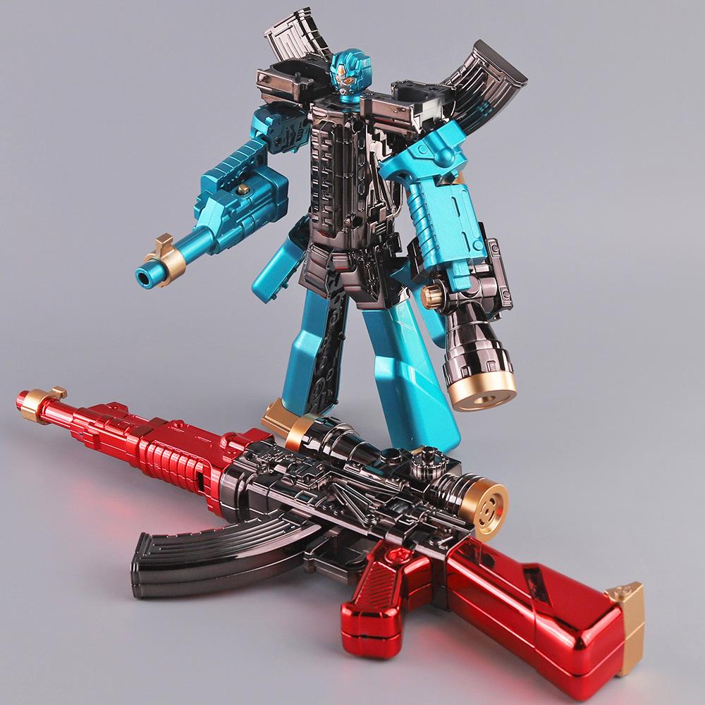 儿童AK步枪变身战士男孩金刚礼物声光枪变形机器人发射炮弹模型