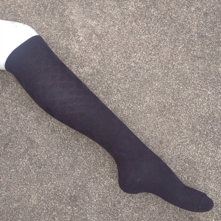 销售男女36-40码棉质小菱形格暗纹及膝长筒袜子