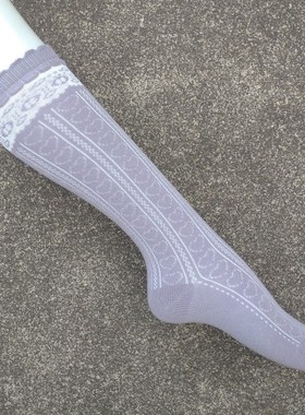 销售女35-38码浅紫色棉质小腿中筒袜子