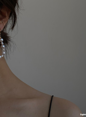 水滴花环极光天然淡水珍珠耳环无耳洞蚊香盘耳夹通勤风简约休闲