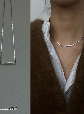 Lightnight夜白银条天然巴洛克珍珠纯银蛇骨链锁骨链