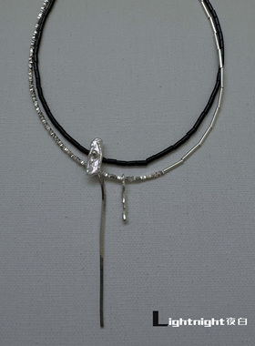夜白巴洛克珍珠玛瑙choker女项链